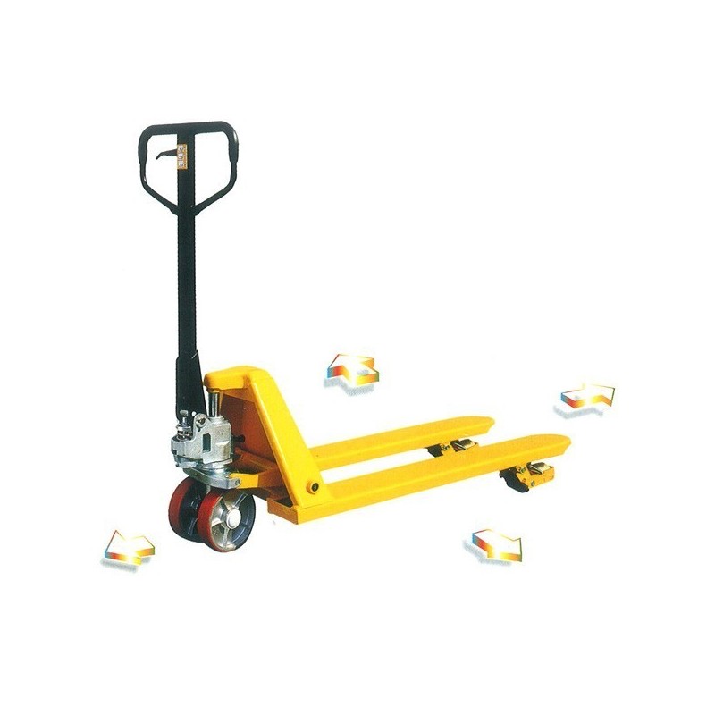 Vista general de la transpaleta manual 4 directiones 1500kg