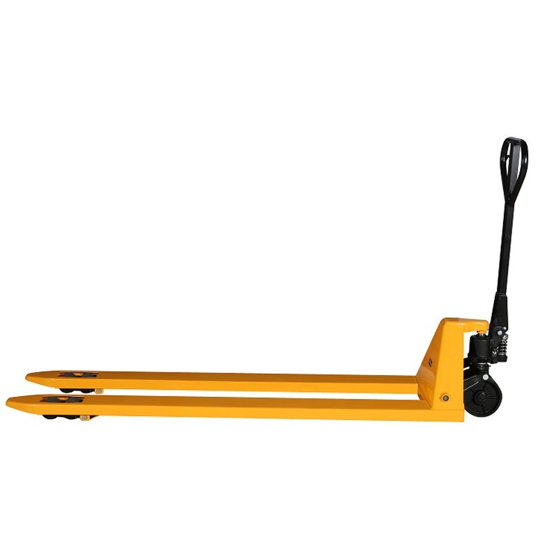 Vista de perfil de la transpaleta manual 2000 kg horquillas 1800mm