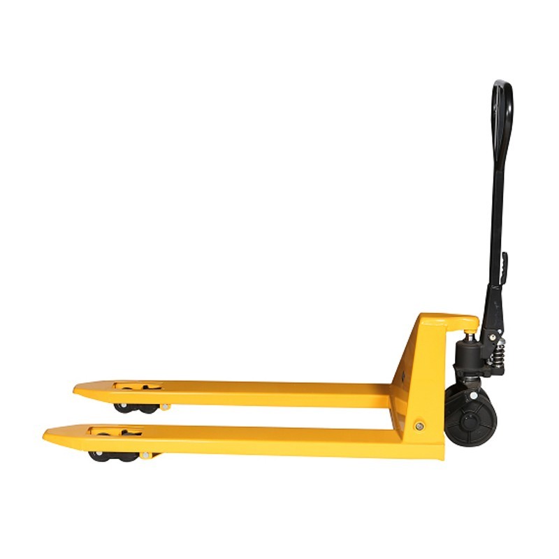 Vista de perfil de la transpaleta 2500kg horquillas anchas 685mm