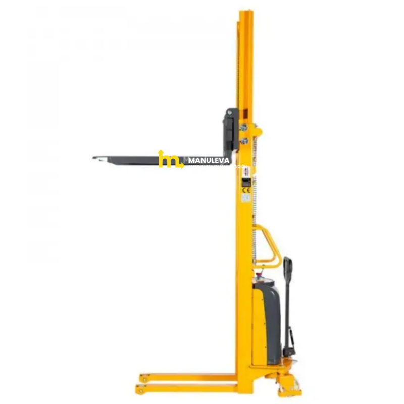 Vista de perfil del apilador semi eléctrico 1500kg 2500mm