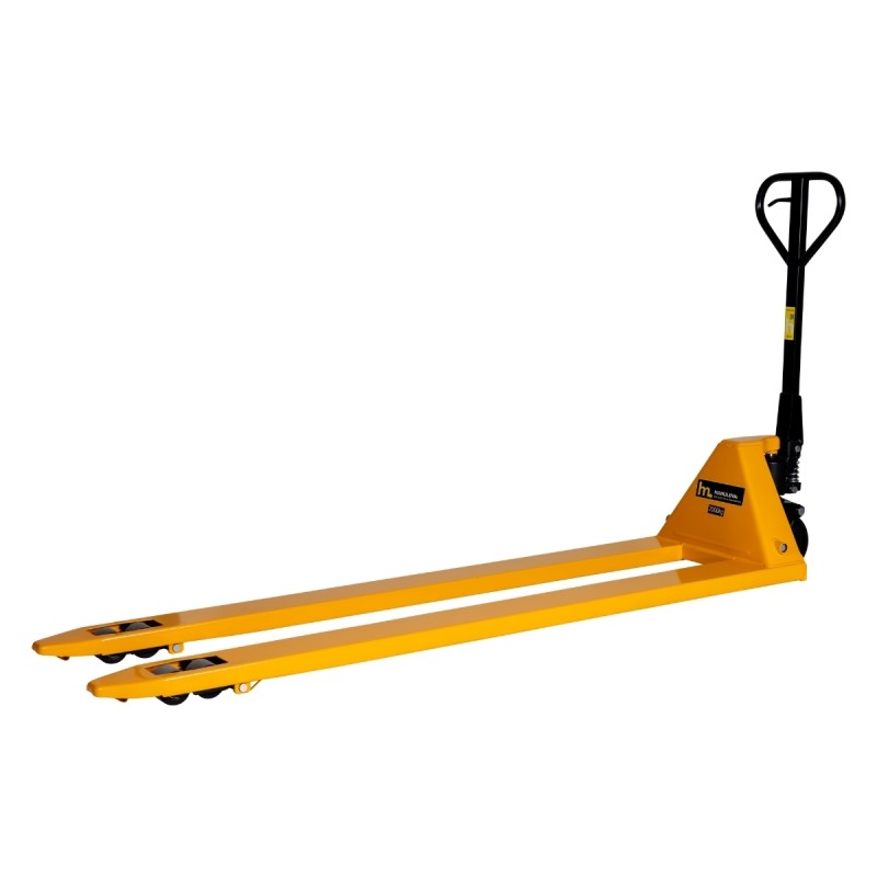 Vista de trasera de la Transpaleta manual 2000 kg - rodillo doble - Horquillas 2000 mm bajas