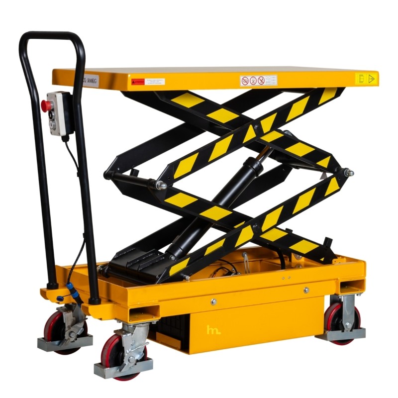 Vista desde 3/4 de la Mesa Elevadora Eléctrica móvil capacidad 500 kg