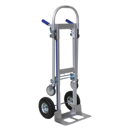 Carretilla/plataforma de aluminio 2 posiciones - 200 kg - ruedas neumáticas Carretilla/plataforma de aluminio 2 posiciones - 200 kg - ruedas neumáticas