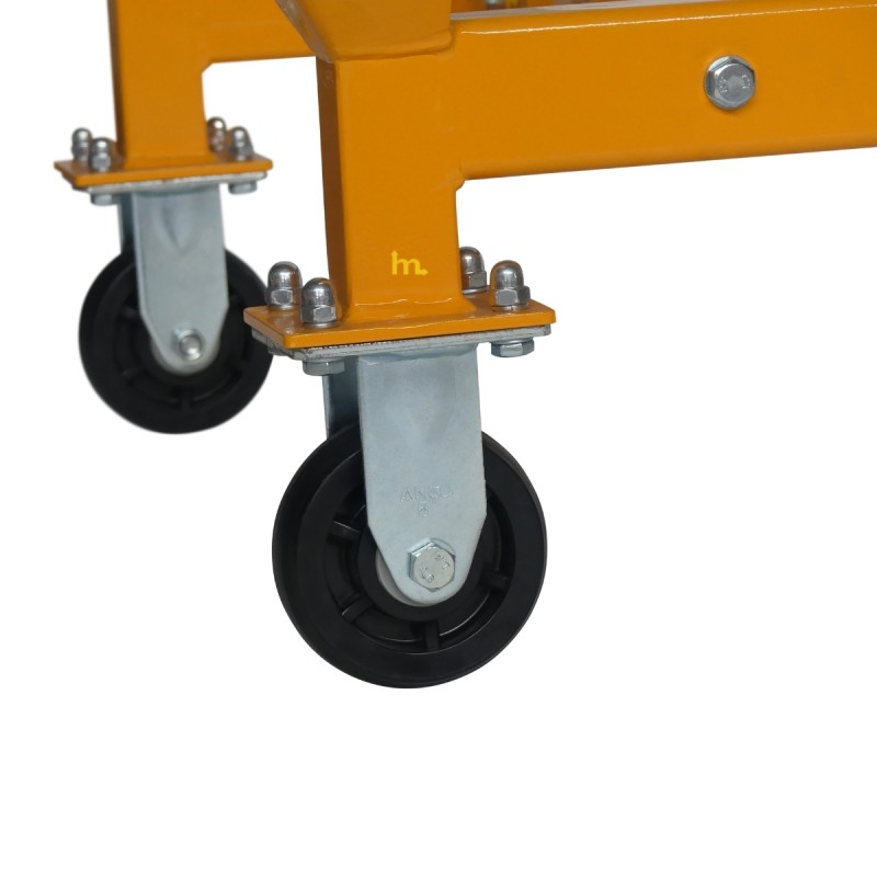 Vista de las ruedas del bastidor rodante de bidones Capacidad 1000 kg