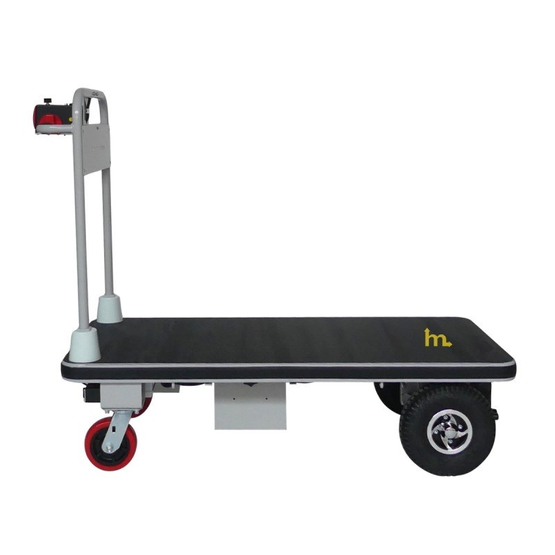 Vista lateral del carro de plataforma motorizado bandeja 1280 x 630 mm - 400 kg