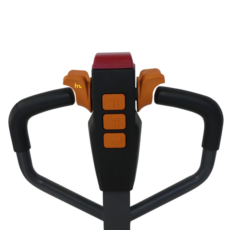 Vista de los botones de la transpaleta eléctrica 1500 kg - horquillas de 1150 mm - batería de litio de 30 Ah