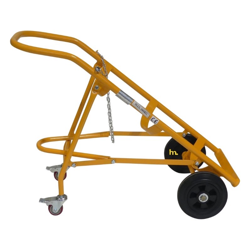 Vista de perfil de la carretilla para bidones - 280 kg