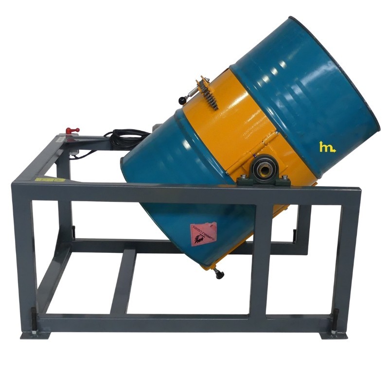 Vista de perfil del mezclador basculante para bidones - 400 kg