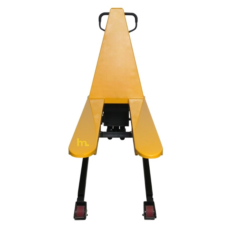 Vista trasera de la transpaleta elevadora semieléctrica 1000 kg - Horquillas largas 1500 mm