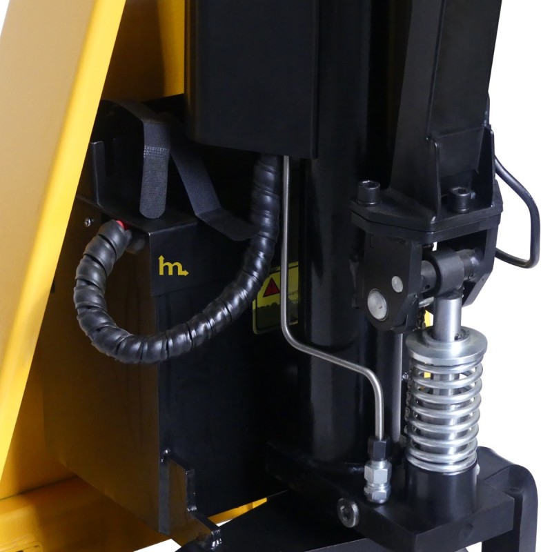 Vista de la bomba de la transpaleta elevadora semieléctrica 1000 kg - Horquillas largas 1500 mm