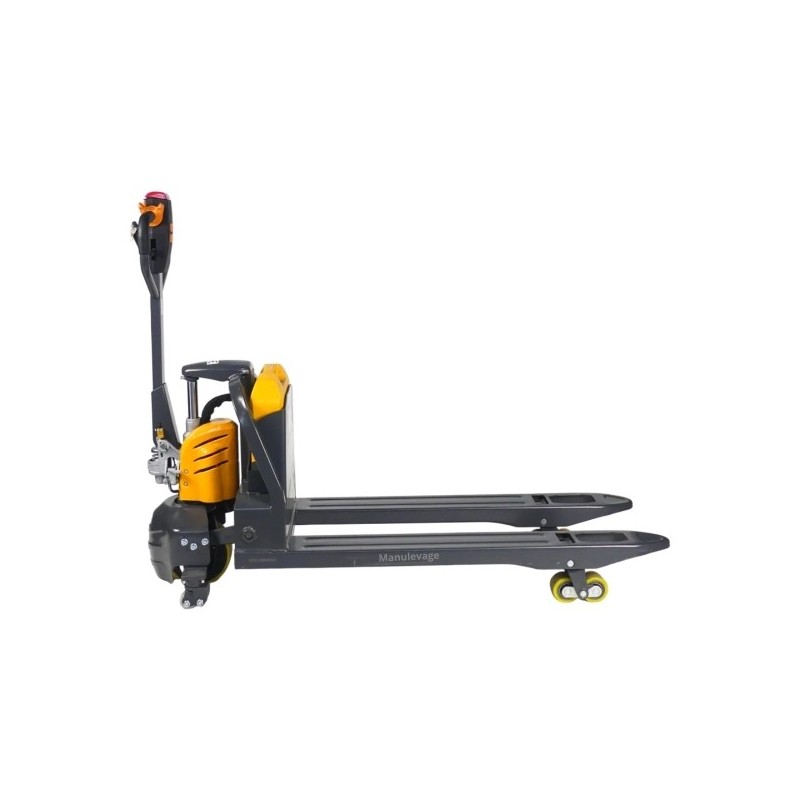 Vista lateral Transpaleta eléctrica EXPERTA 2000 kg - Batería de litio de 48 Voltios 15 Ah
