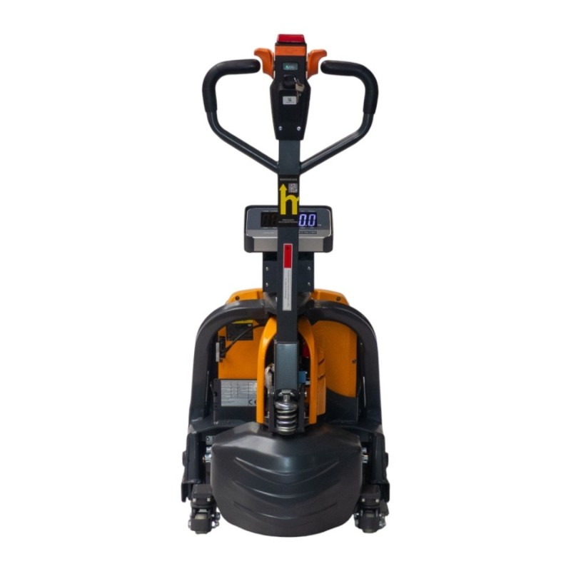 Vista frontal de la transpaleta pesadora eléctrica, batería de litio 40 Ah - Capacidad 1500 kg